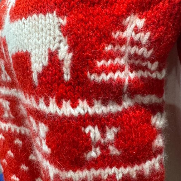 VTG Woolrich Double Reindeer 100% Wool Christmas Red and White Sweater (Size L) - Picture 11 of 13